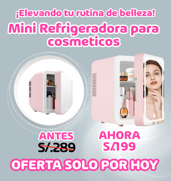 Mini Refrigerador de Cosméticos con espejo de luz LED