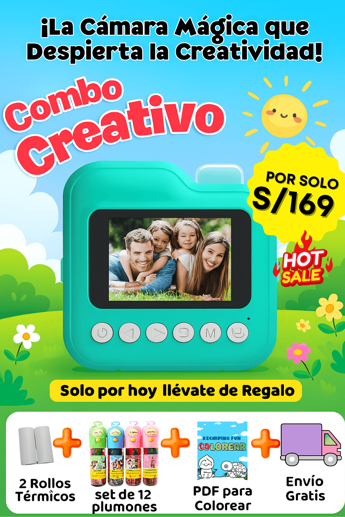 Cámara Fotográfica Digital para Niños con Impresión Instantánea
